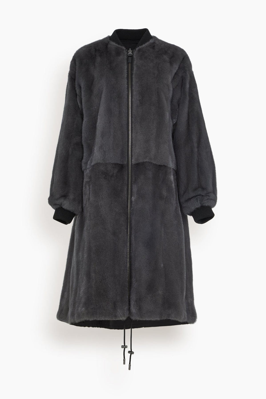 Yves Salomon Coats Reversible Technical Coat with Mink Trim in Noir/Basalte