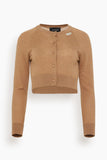 Simone Rocha Cropped Merino Silk Cardigan in Chestnut/Pearl/Clear