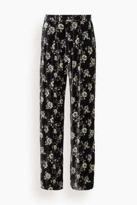 Double Pleat Trouser in Floral on Black