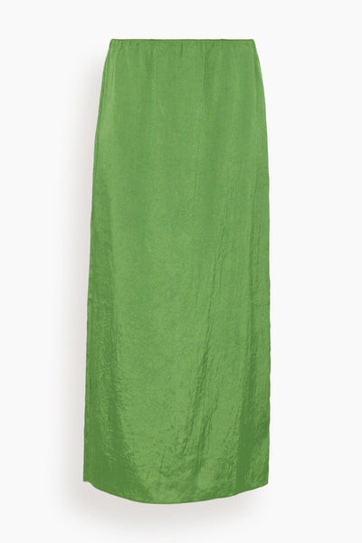 Summer Acetate Crinkle Maxi Slip Skirt in Chartreuse