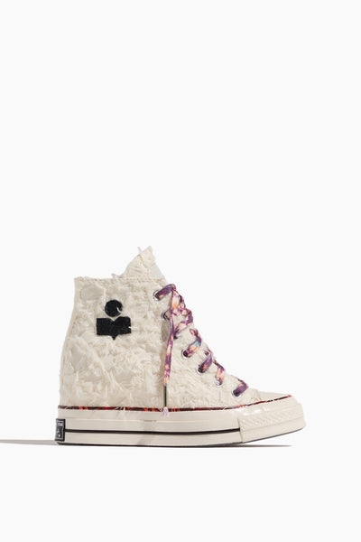 Chuck Wedge Sneakers in Vanilla White/Black/Red