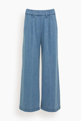 Cavalry Denim Elasticated Loose Pants in Azure