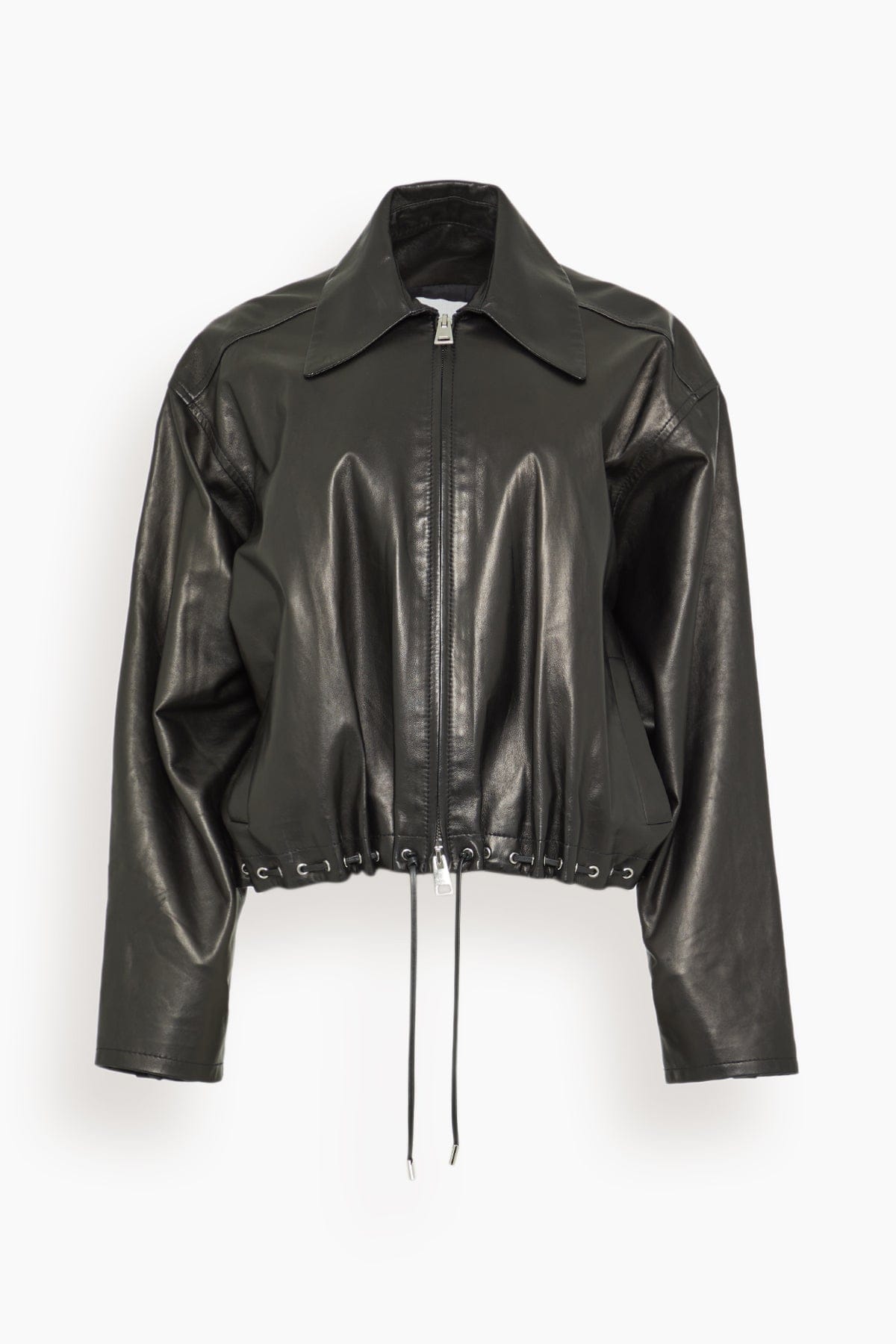 Brandon Maxwell The Leland Leather Jacket in Black