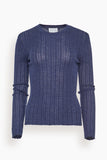 Tanya Taylor Crew Neck Kayden Top in Melange Navy
