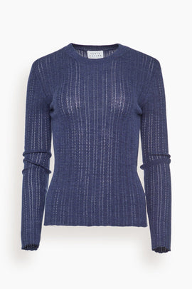 Crew Neck Kayden Top in Melange Navy