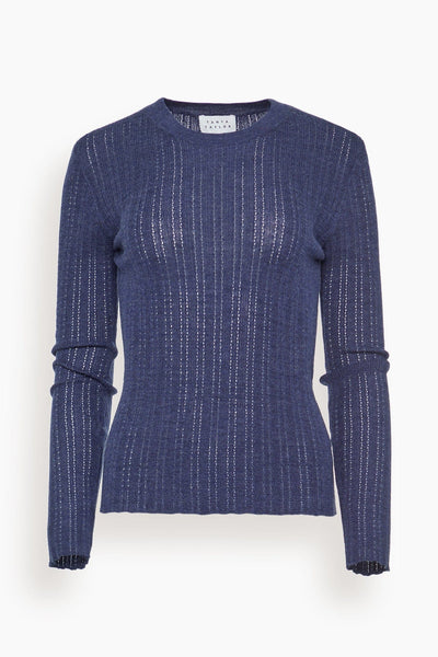 Crew Neck Kayden Top in Melange Navy
