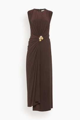 Serena V-Neck Dress in Espresso