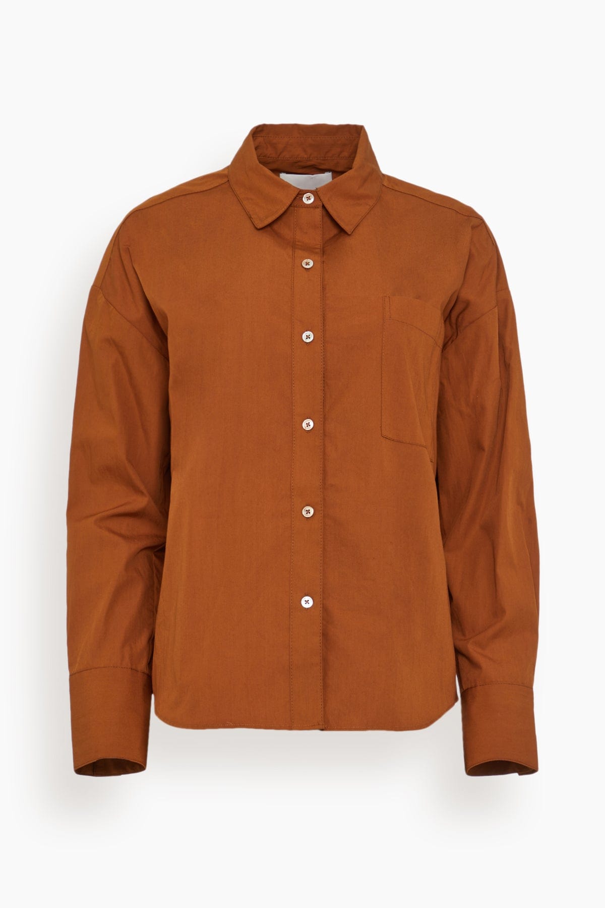 side button dress shirt Sam Edelman Women's Side Button Cotton Poplin Button-Up Shirt - Brown