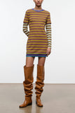 Staud Dillon Dress in Cigar/Sonoma Stripe