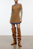 Staud Dillon Dress in Cigar/Sonoma Stripe