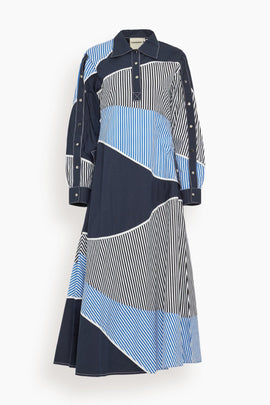 Spiral Dress in Midnight Blue/Linear Cobalt Blue/Linear Black