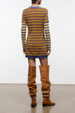 Staud Dillon Dress in Cigar/Sonoma Stripe