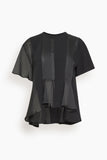 Satin x Cotton Jersey T-Shirt in Black