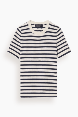 Alita Stripe Sweater in Ivory/Dark Lapis