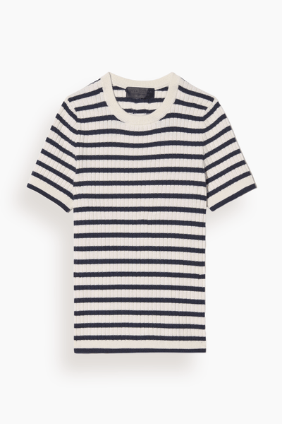 Alita Stripe Sweater in Ivory/Dark Lapis