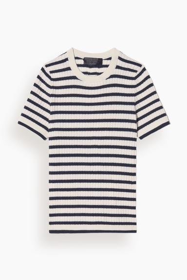 Nili Lotan Alita Stripe Sweater in Ivory/Dark Lapis