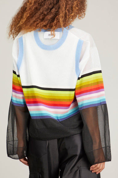 Christopher John Rogers Sweaters Two in One Sheer Cardigan in Rainbow Multi