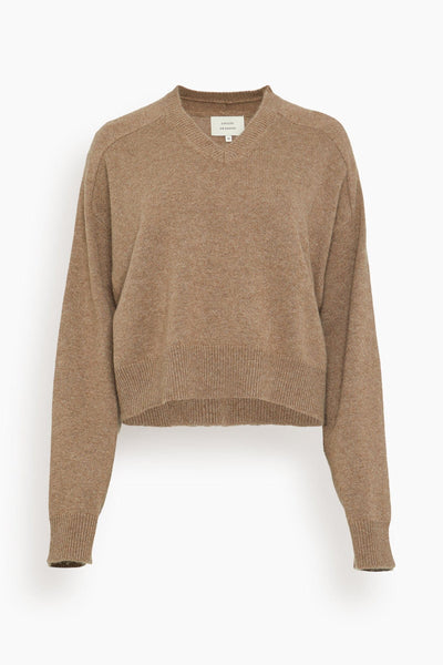 Anzor V-Neck Boxy Sweater in Taupe Melange