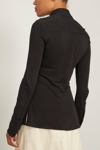 Proenza Schouler White Label Tops Long Sleeve Jersey Button Top in Black Proenza Schouler White Label Long Sleeve Jersey Button Top in Black