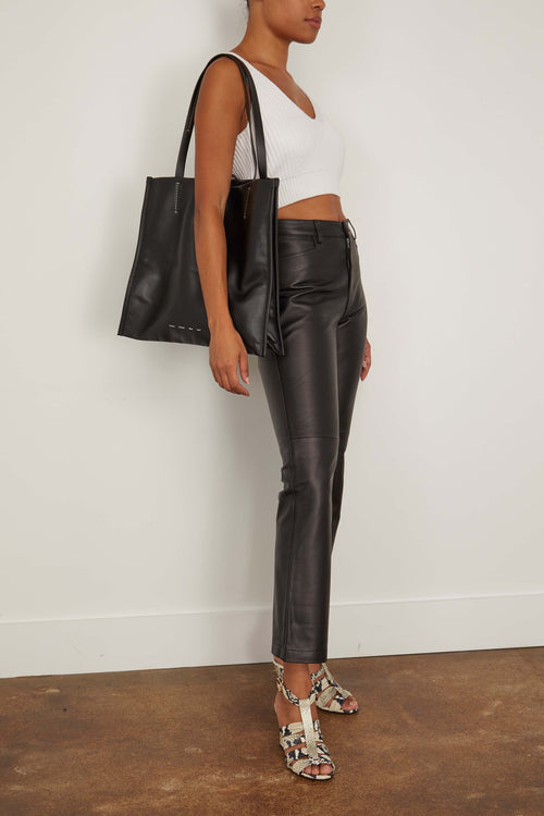 Proenza Schouler White Label Tops Ribbed Cotton Cropped Sweater in Off White