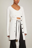 Proenza Schouler White Label Sweaters Ribbed Cotton Button Sweater in Off White Proenza Schouler White Label Ribbed Cotton Button Sweater in Off White