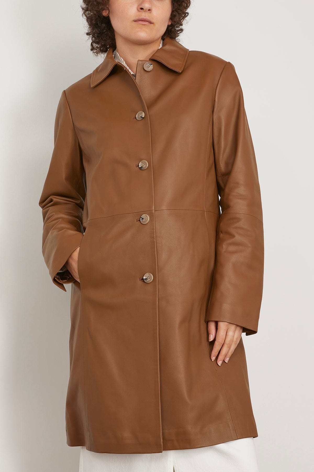 Loulou Studio Jackets Uvon Long Leather Jacket in Brown Loulou Studio Uvon Long Leather Jacket in Brown