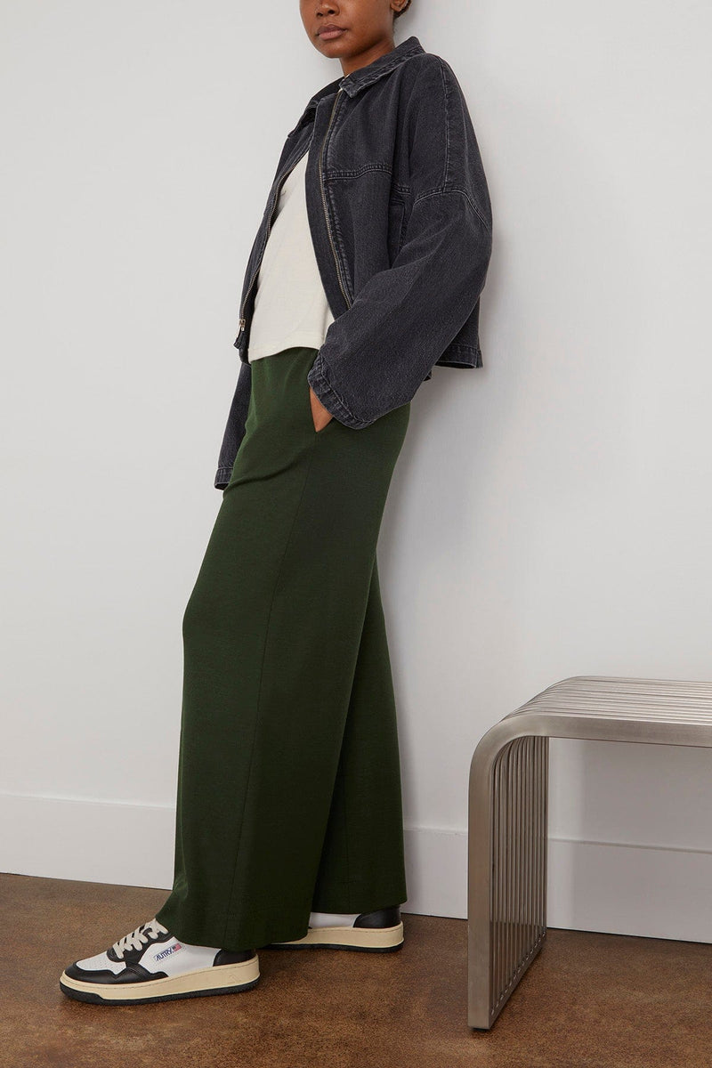 Harris Wharf Wide Leg Cropped Trousers in Emerald – Hampden Clothing