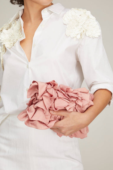Dries Van Noten Clutches Small Ruffle Flap Clutch Bag in Old Rose Dries Van Noten Small Ruffle Flap Clutch Bag in Old Rose