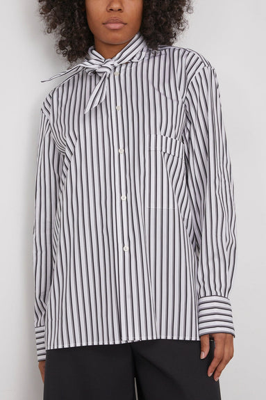 Plan C Tops Long Sleeve Shirt in White/Black Shirt Stripe Plan C Long Sleeve Shirt in White/Black Shirt Stripe