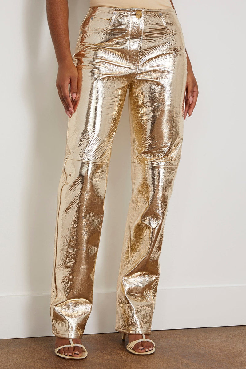 Silver Metallic Leather Pants, Metallic Leather Pants Women