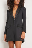 R13 Jumpsuits Tuxedo Romper in Black with Satin R13 Tuxedo Romper in Black with Satin