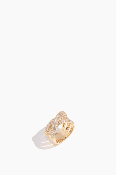 Pave Criss Cross Ring in 14k Yellow Gold