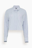 Rag And Bone Marin Cropped Shirt in White Stripe