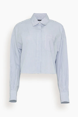 Marin Cropped Shirt in White Stripe