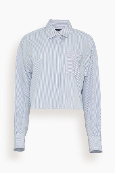 Marin Cropped Shirt in White Stripe