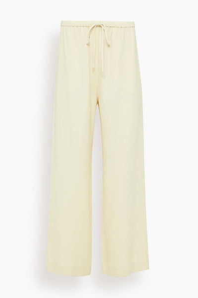 Woven Stripe Drawstring Trousers in Ecru