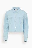 Forte Forte Tops Cotton Denim Cavalry Cropped Shirt in Bleach Cotton Denim Cavalry Cropped Shirt in Bleach