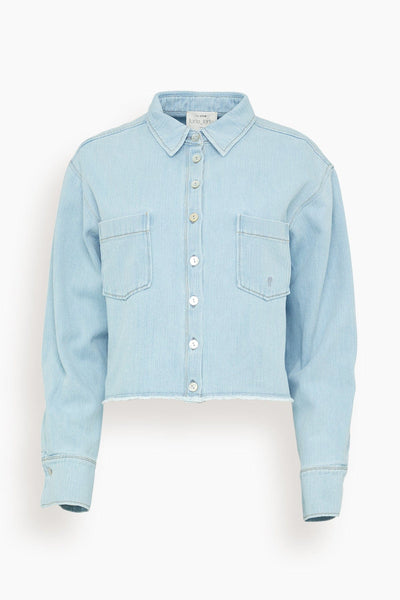 Cotton Denim Cavalry Cropped Shirt in Bleach