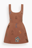 Alemais Dusty Embroidered Mini Dress in Rust