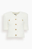 Balmain Light Knit Tweed Cardigan in White