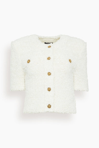 Light Knit Tweed Cardigan in White