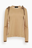 Simone Rocha Bow Ribbon Tail Long Sleeve T-Shirt in Toffee