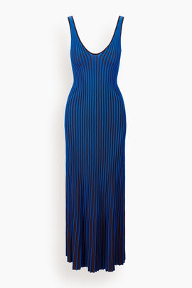 Claretta Dress in Espresso/Cobalt
