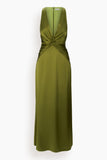 Staud Selene Silk Dress in Pear
