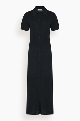 Pique Polo Dress in Black
