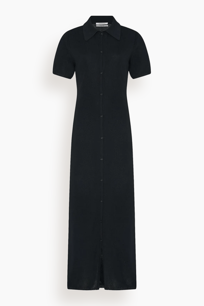 Pique Polo Dress in Black