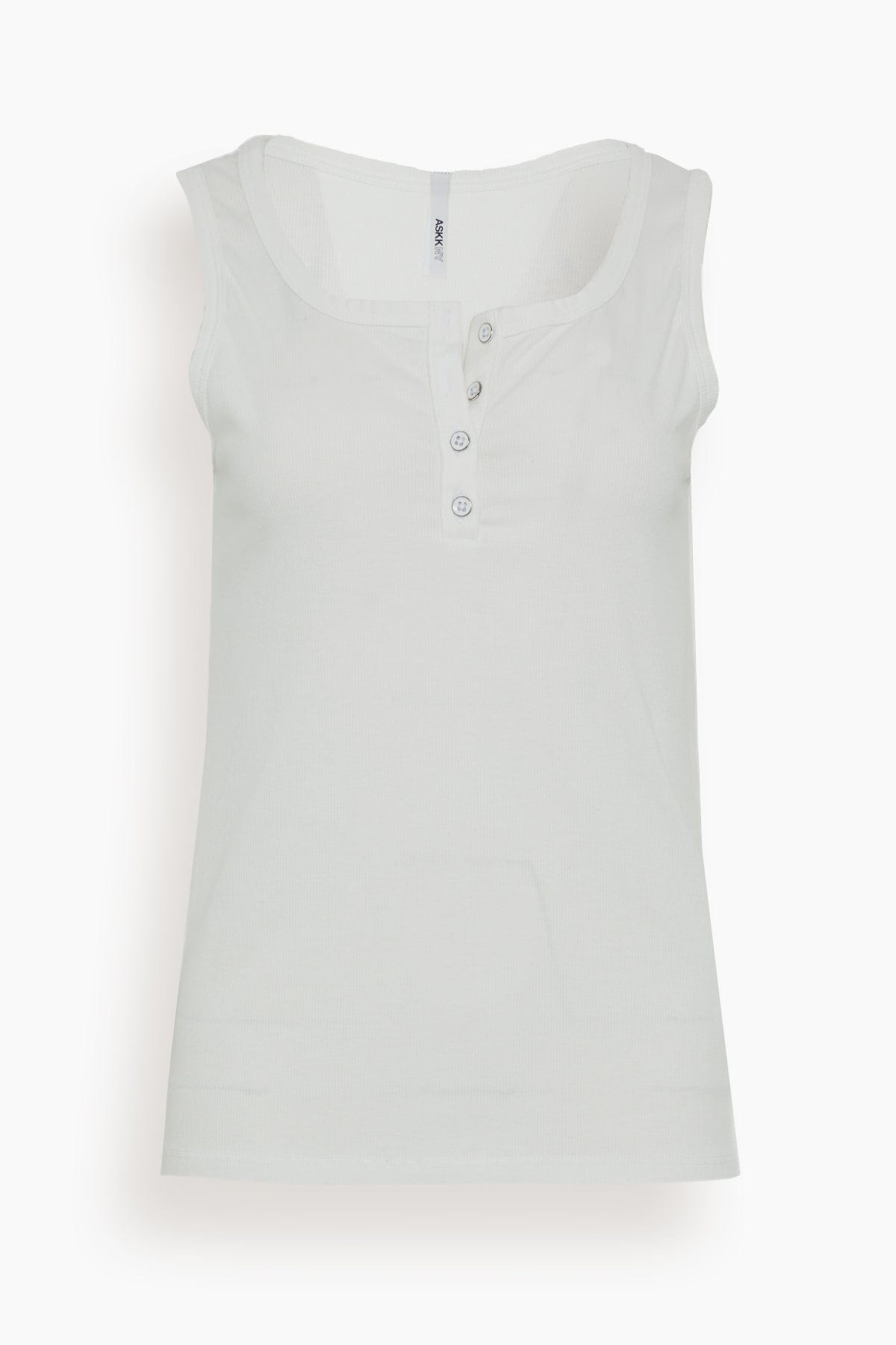 Askk NY Tops Henley Tank in Ivory