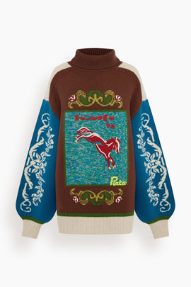 Lasso Patchwork Knit Sweater in Multi