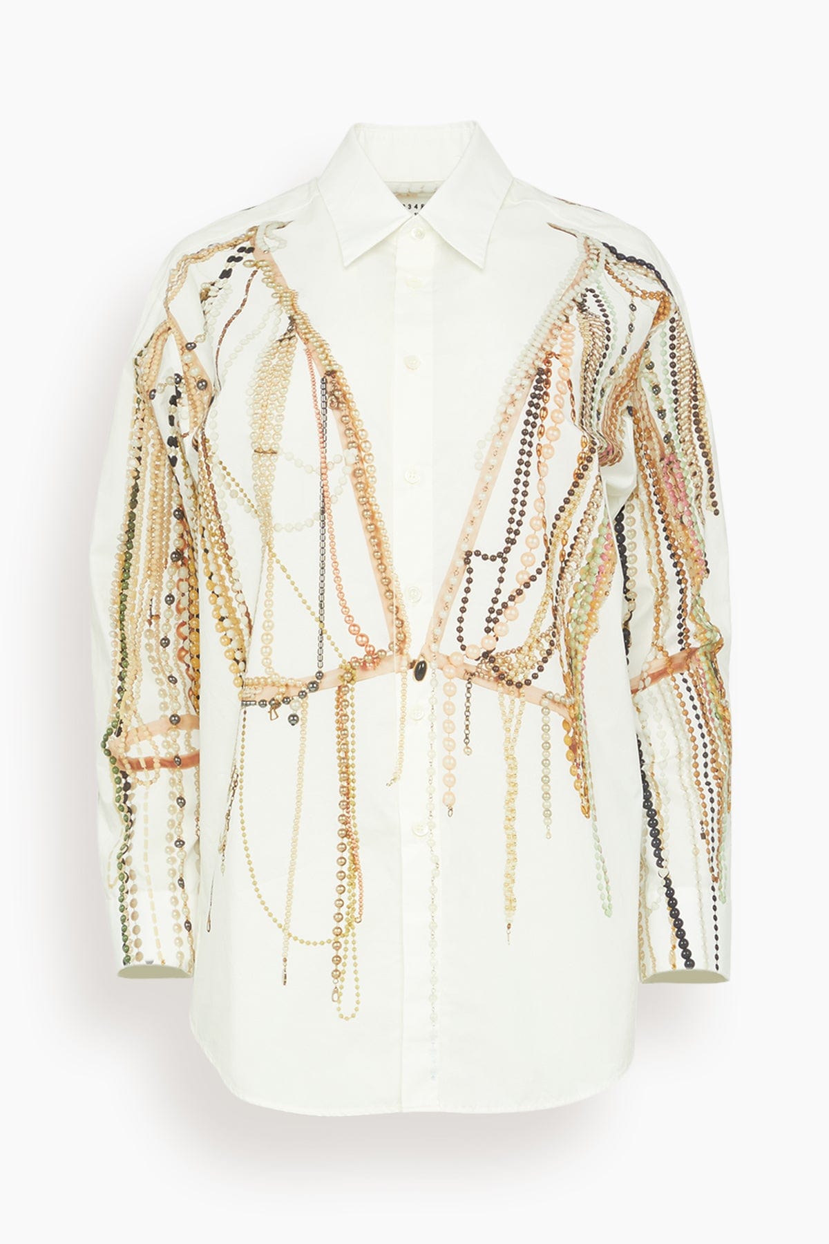 MM6 Maison Margiela Tops Pearl Long Sleeved Shirt in Off White Pearl Long Sleeved Shirt in Off White