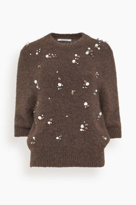 Loving Touch Embellished Pullover in Black Chocolate